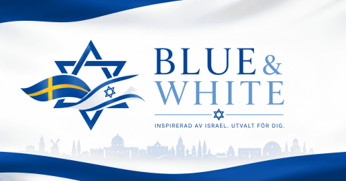 Blue and white logga